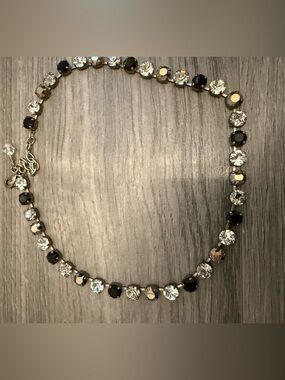 Swarvoski Elements Crystal and Black Stone Necklace - Women Jewelry